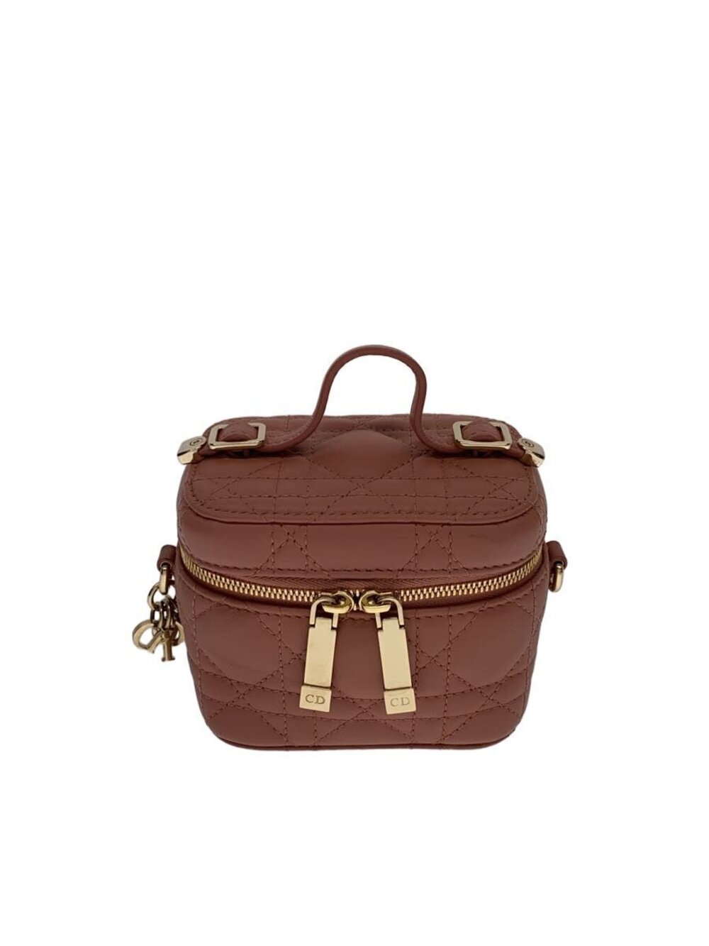 Christian Dior Cannage Vanity Shoulder Bag Leather Pink